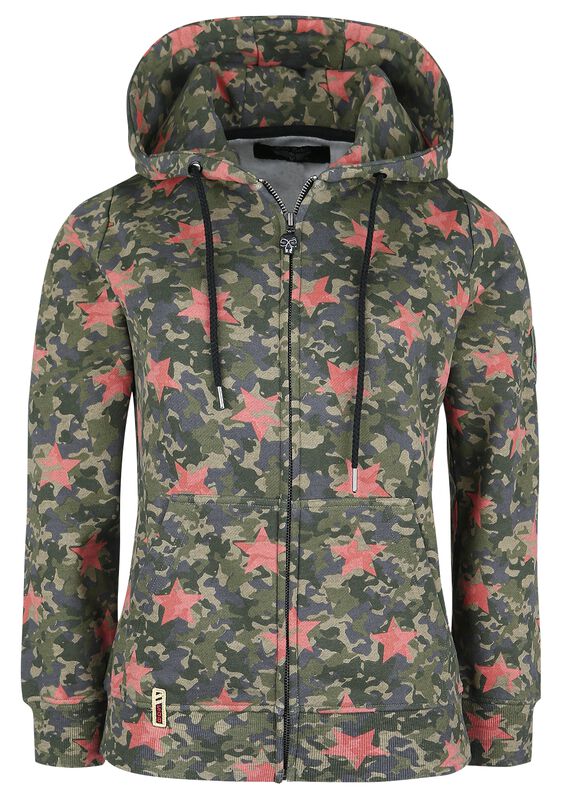 Green Camouflage Hooded Jacket with Stars
