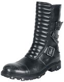 Black Boots with Quilting on Shaft and Buckles, Gothicana by EMP, Boots