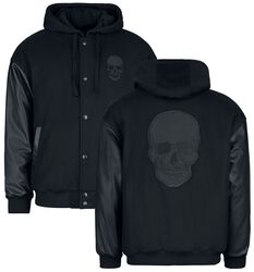 Varsity jacket with faux leather details, Black Premium by EMP, Varsity Jacket
