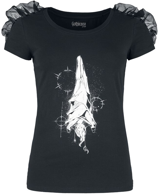 T-shirt with gathered detail and mystical print