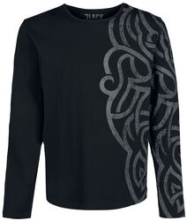 Long-sleeve Shirt with Large Ornamentation, Black Premium by EMP, Long-sleeve Shirt