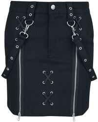 Skirt with Eyelets and Straps, Gothicana by EMP, Short skirt