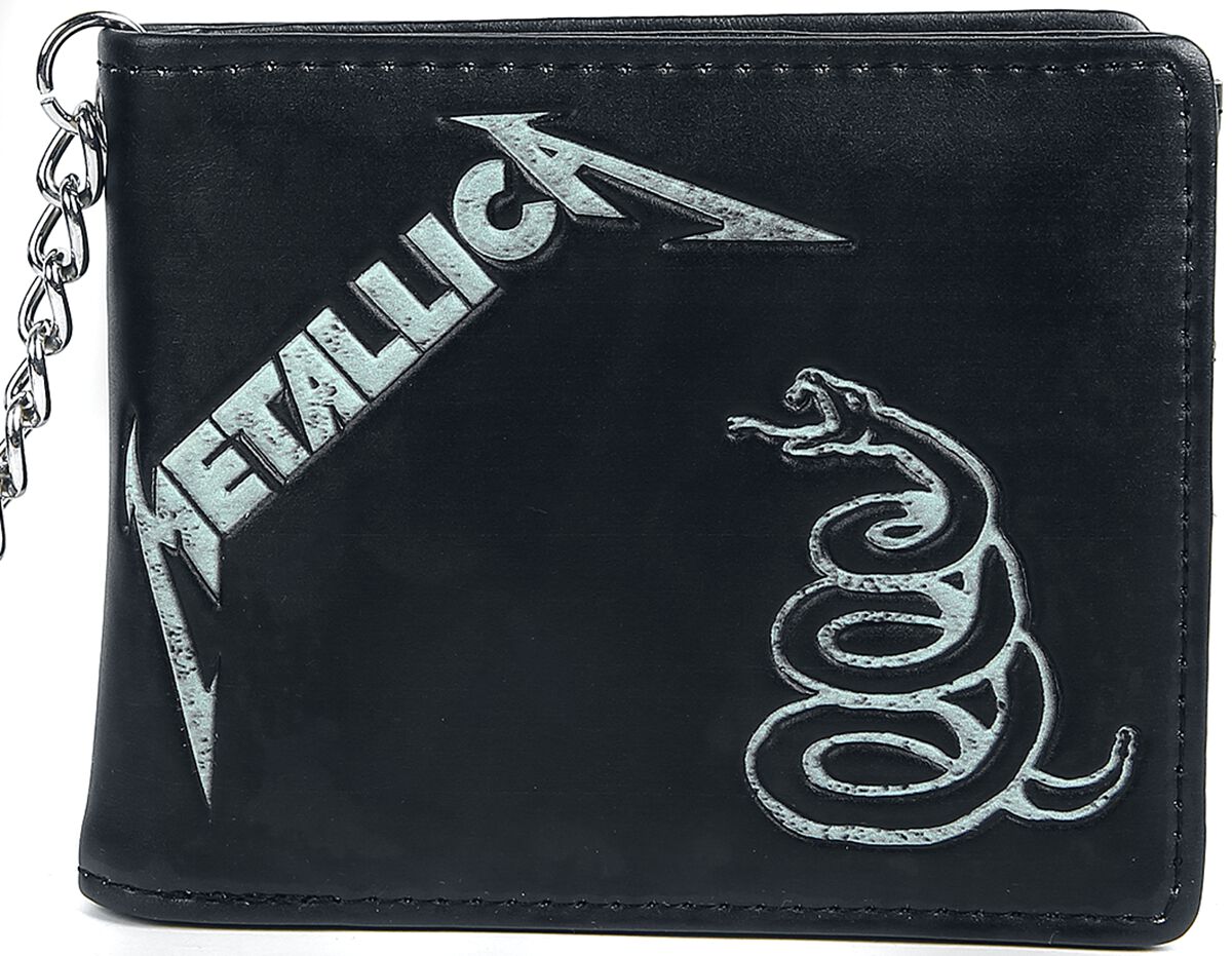Rocksax Metallica M72 Wallet - Black PU Leather Wallet With Zip Coin Pocket, Card Slots, 10x11cm