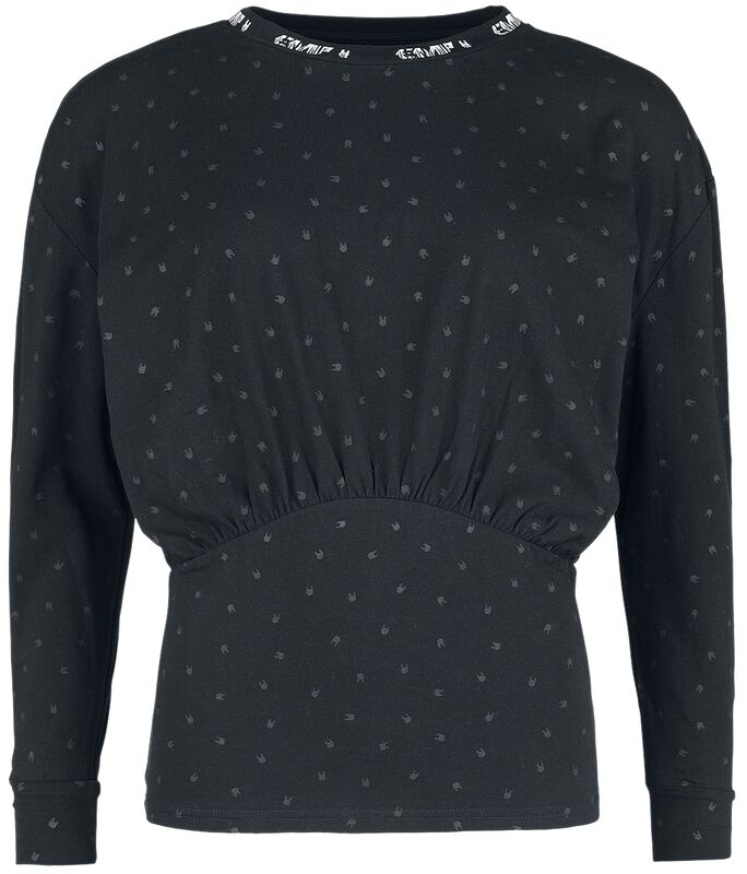 Long-sleeved shirt with all-over rock hand print