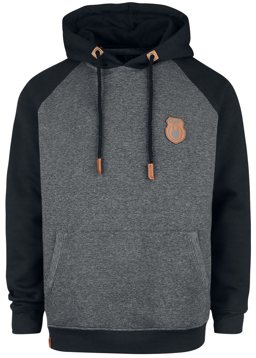 Grey/Black Hooded Jumper with Raglan Sleeves RED by EMP Hooded