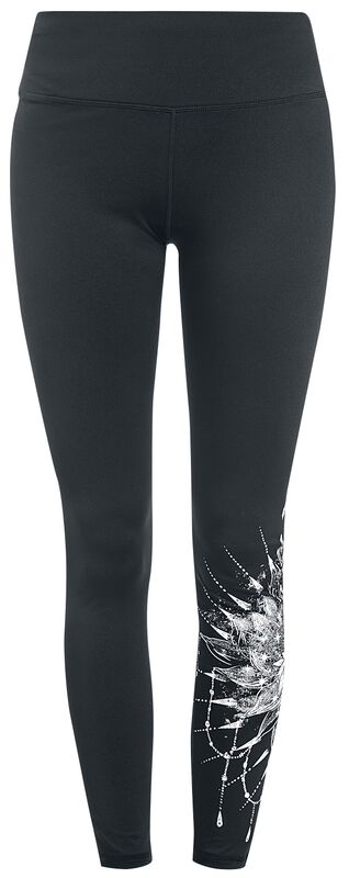 Sport and Yoga - Black Leggings with Detailed Print