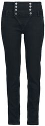 Double Button Placket Jeans, Black Premium by EMP, Cloth Trousers