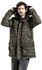 Olive Parka with Multiple Pockets and Camouflage Pattern