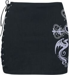 Gothicana X Anne Stokes - Skirt With Lacing And Lace, Gothicana by EMP, Short skirt