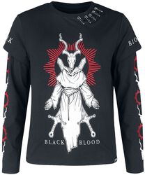 Goat monk long-sleeved top, Black Blood by Gothicana, Long-sleeve Shirt