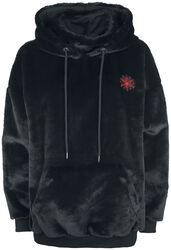 Fleecy hoodie with rock hand embroidery