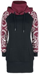 Hooded dress with Celtic decorations, Black Premium by EMP, Short dress