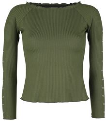 Green Ribbed Long-Sleeve with Crew Neckline