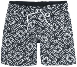 Black/White Swim Shorts in Batik Look