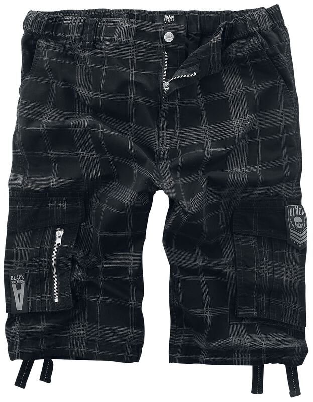 Black shorts with check pattern