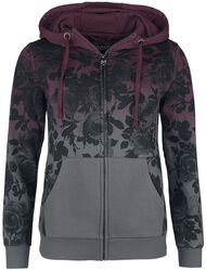 Zip hoodie with colour gradient and rose print, Rock Rebel by EMP, Hooded zip