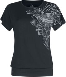 Sport and Yoga - Casual Black T-shirt with Detailed Print