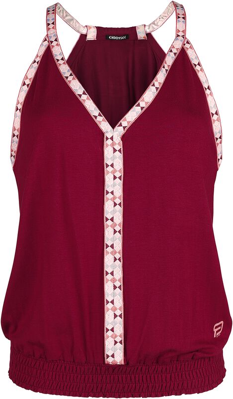 RED X CHIEMSEE - Red Top with Multi-Coloured Seams