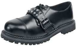 Black Lace-Up Shoes with Studded Buckles, Gothicana by EMP, Lace-up shoe