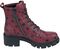 Dark Red Lace-Up Boots with Star Print
