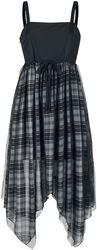 Dress with plaid tapered skirt