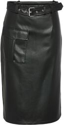 NMPaula PU midi cargo skirt with slit WVN, Noisy May, Medium-length skirt