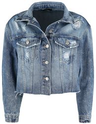 Blue Denim Jacket with Distressed Effects