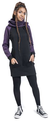 Black/Purple Hooded Dress