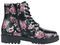 Black Lace-Up Boots with Floral All-Over Print