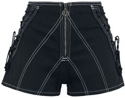 Black Shorts with Lacing and Long Zip