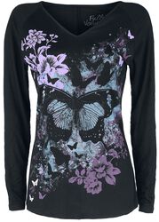 Long-Sleeve Shirt with Butterfly Print, Full Volume by EMP, Long-sleeve Shirt