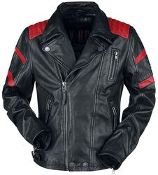 Black/Red Leather Biker Jacket, Rock Rebel by EMP, Leather Jacket