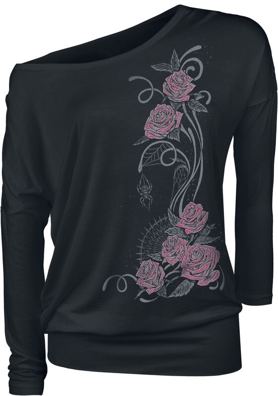 Black Longsleeve with Crew Neckline and Print
