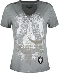 Grey T-shirt with Cut-Out and Tiger Print