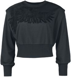 Cropped sweatshirt with raven print, Black Premium by EMP, Sweatshirt