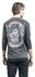 Grey Long-Sleeve Top with Patches and Large Back Print