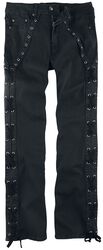 Pete - Black Jeans with Side Lacing, Gothicana by EMP, Jeans