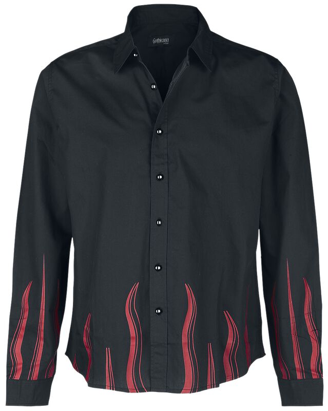 Long-sleeved shirt with flame print