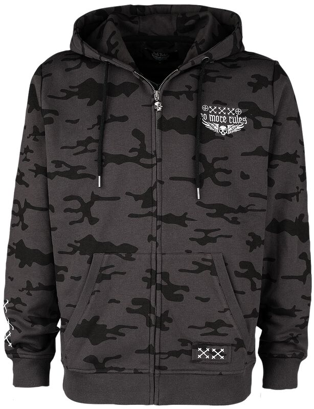 Camouflage zip hoodie with large back print