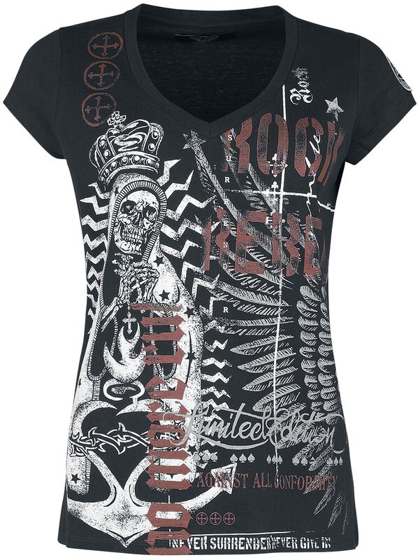T-shirt with eye-catching skull print and lettering